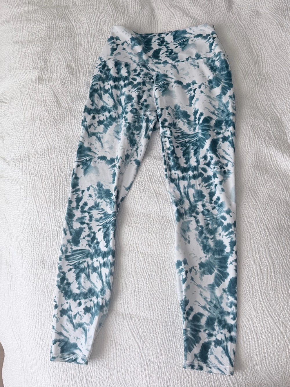 Women’s Tie-Dye Leggings - Teal & White